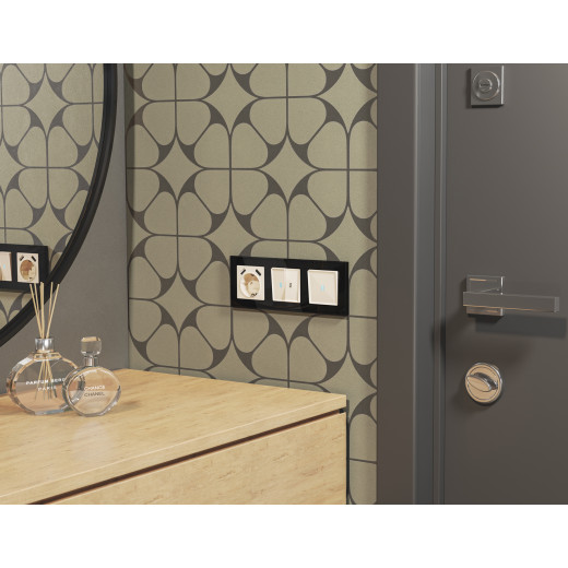 MA304020 Комплект механизма 2-кл выключателя с подсветкой 10000K ALFA Бежевый глянец QUANT (AP3040, VM115, G17B)