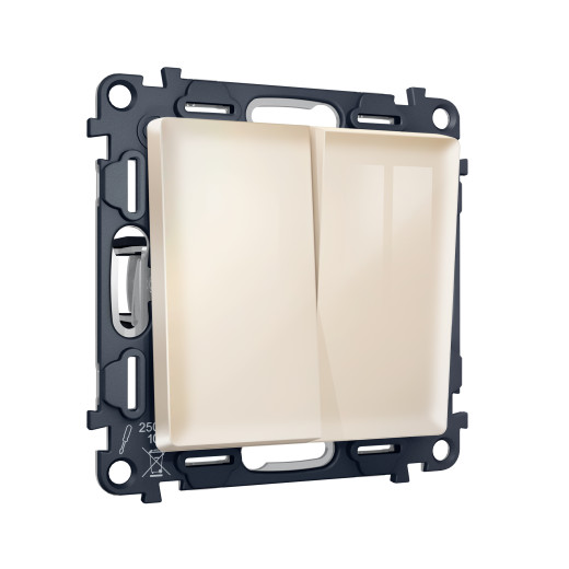 MA303030 Комплект механизма 2-клавишного перекрестного выключателя 10A-250V ALFA Бежевый глянец QUANT (AP3030, VM125)