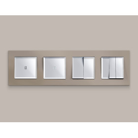 MA403030 Комплект механизма 2-клавишного перекрестного выключателя 10A-250V ALFA Серебро глянец QUANT (AP4030, VM125)