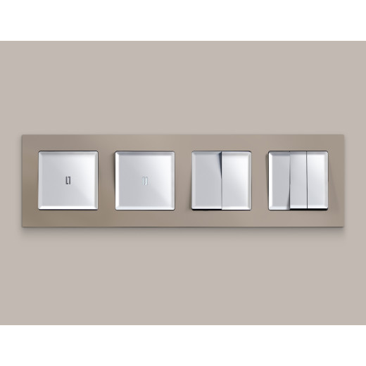 MA403030 Комплект механизма 2-клавишного перекрестного выключателя 10A-250V ALFA Серебро глянец QUANT (AP4030, VM125)