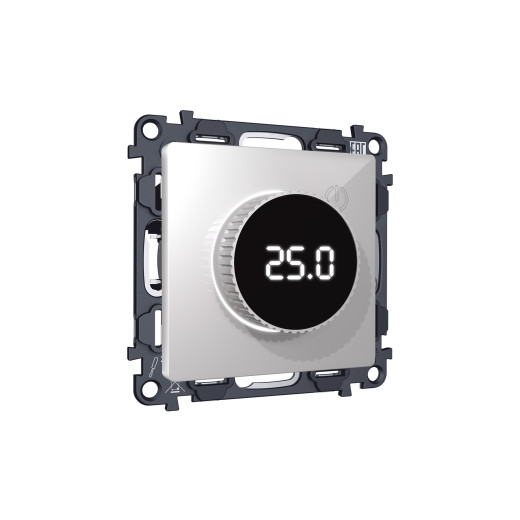 MA405810 Комплект механизма терморегулятора с цифровым дисплеем с подсветкой и датчиком для теплого пола ALFA Серебро глянец QUANT (AP4058, VM1385)