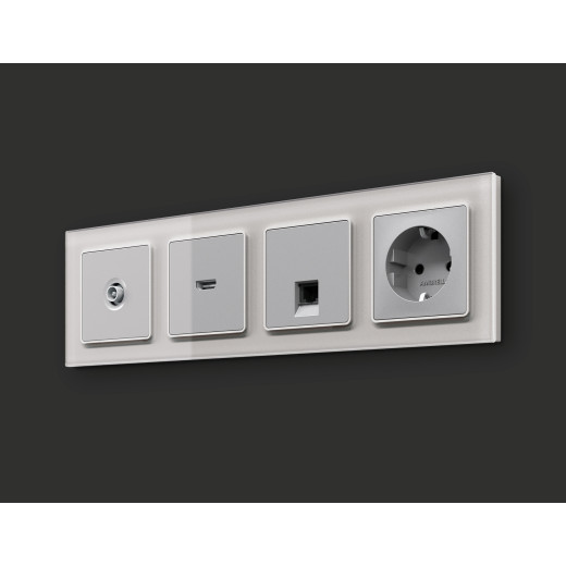 MA414010 Комплект механизма розетки HDMI 2.0 ALFA Серебро глянец 40V/500mA 2.0GHz 5-18Gbit/s QUANT (AP4140, VM222)