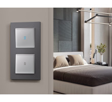 MA402040 Комплект механизма 1-кл проходного выключателя с подсветкой 10000K ALFA Серебро глянец QUANT (AP4020, VM105, G29B)