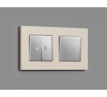 MA404035 Комплект механизма 2-кл проходного выключателя с подсветкой 5600K ALFA Серебро глянец QUANT (AP4040, VM120, G25W)