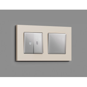 MA404035 Комплект механизма 2-кл проходного выключателя с подсветкой 5600K ALFA Серебро глянец QUANT (AP4040, VM120, G25W)