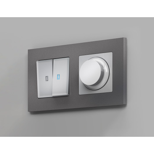 MA405510 Комплект механизма светорегулятора универсального ALFA Серебро глянец 25-600W/LED 5-300W QUANT (AP4055, VM136)