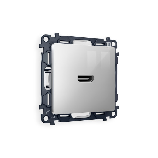 MA414010 Комплект механизма розетки HDMI 2.0 ALFA Серебро глянец 40V/500mA 2.0GHz 5-18Gbit/s QUANT (AP4140, VM222)