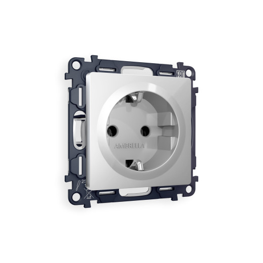 MA406010 Комплект механизма электрической розетки ALFA Серебро глянец с/з на винтовых зажимах QUANT (AP4060, VM141)