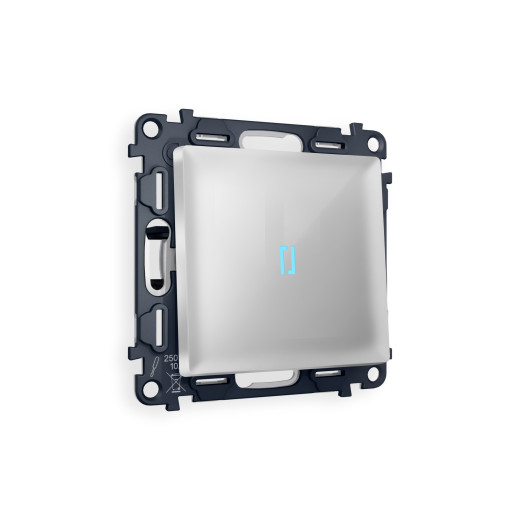 MA402020 Комплект механизма 1-кл выключателя с подсветкой 10000K ALFA Серебро глянец QUANT (AP4020, VM101, G17B)