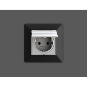 MA408010 Комплект механизма электрической розетки ALFA Серебро глянец с/з с шторками и крышкой IP44 QUANT (AP4080, VM141)