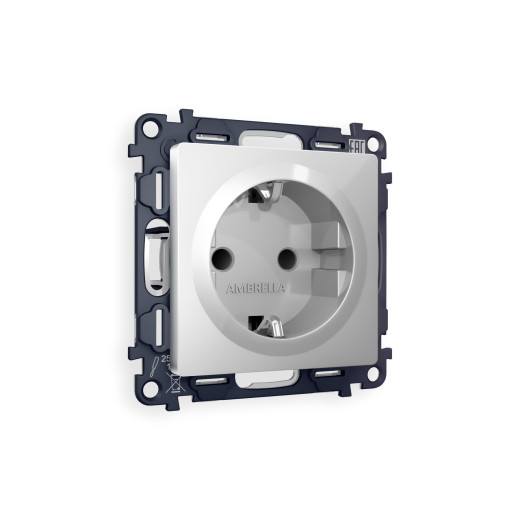 MA407010 Комплект механизма электрической розетки ALFA Серебро глянец с/з с шторками QUANT (AP4070, VM141)