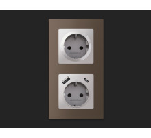 MA407010 Комплект механизма электрической розетки ALFA Серебро глянец с/з с шторками QUANT (AP4070, VM141)