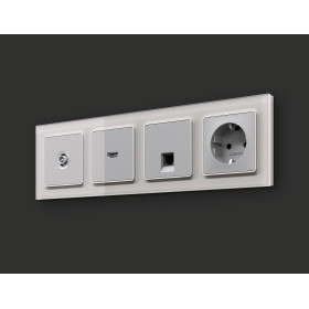 MA412005 Комплект механизма компьютерной розетки RJ-45 экранированной с автоматической защитной шторкой ALFA Серебро глянец QUANT (AP4120, VM185)