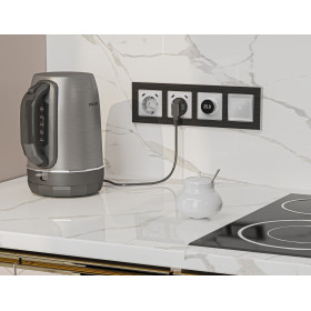 MA410510 Комплект механизма электрической розетки 2USB С+C 20W с/з на винтовых зажимах 16A-250V ALFA Серебро глянец QUANT (AP4105, VM165)