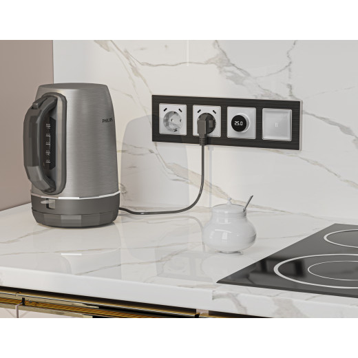 MA410510 Комплект механизма электрической розетки 2USB С+C 20W с/з на винтовых зажимах 16A-250V ALFA Серебро глянец QUANT (AP4105, VM165)