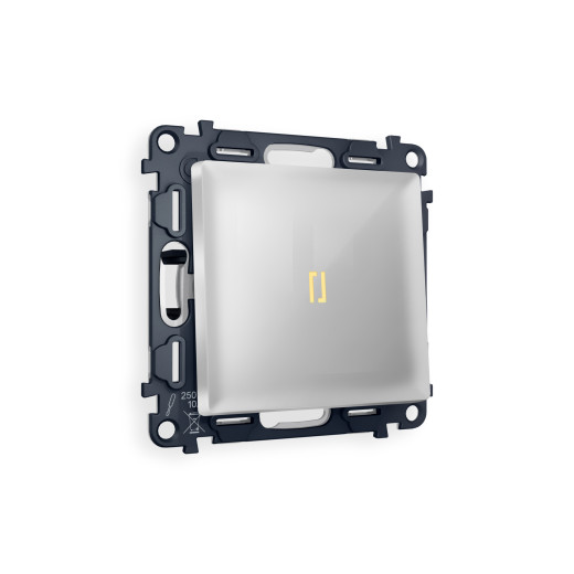 MA402030 Комплект механизма 1-кл проходного выключателя с подсветкой 3200K ALFA Серебро глянец QUANT (AP4020, VM105, G22Y)