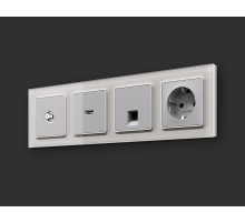 MA413050 Комплект механизма TV розетки SAT 5-2400MHz 3.5dB ALFA Серебро глянец QUANT (AP4130, VM215)