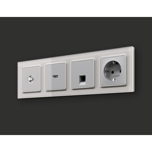 MA413050 Комплект механизма TV розетки SAT 5-2400MHz 3.5dB ALFA Серебро глянец QUANT (AP4130, VM215)