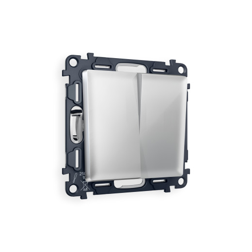 MA403020 Комплект механизма 2-кл проходного выключателя ALFA Серебро глянец QUANT (AP4030, VM120)