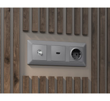 MA513050 Комплект механизма TV розетки SAT 5-2400MHz 3.5dB ALFA Сталь матовый QUANT (AP5130, VM215)