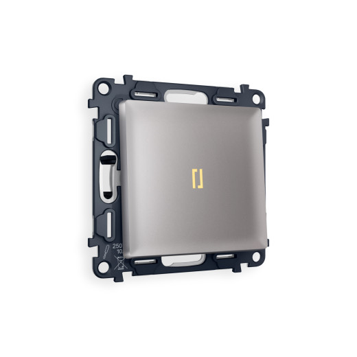 MA502010 Комплект механизма 1-кл выключателя с подсветкой 3200K ALFA Сталь матовый QUANT (AP5020, VM101, G11Y)