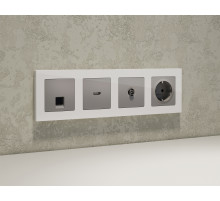 MA512010 Комплект механизма компьютерной розетки ALFA Сталь матовый RJ-45(8P8C) CAT6 с шторкой QUANT (AP5120, VM188)