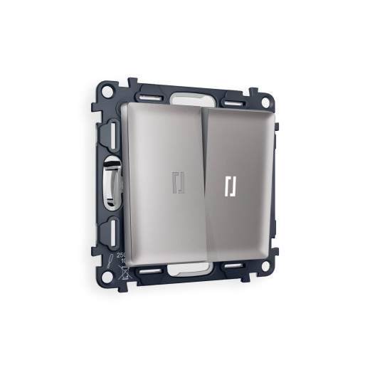 MA504015 Комплект механизма 2-кл выключателя с подсветкой 5600K ALFA Сталь матовый QUANT (AP5040, VM115, G14W)