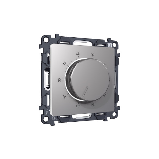 MA505710 Комплект механизма терморегулятора с датчиком для теплого пола с подсветкой 16A-250V ALFA Сталь матовый QUANT (AP5057, VM1381)