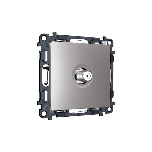 MA513050 Комплект механизма TV розетки SAT 5-2400MHz 3.5dB ALFA Сталь матовый QUANT (AP5130, VM215)