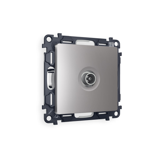 MA513030 Комплект механизма TV розетки проходной ALFA Сталь матовый 5-1000 MHz 4dB QUANT (AP5130, VM211)