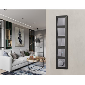 MA503030 Комплект механизма 2-клавишного перекрестного выключателя 10A-250V ALFA Сталь матовый QUANT (AP5030, VM125)