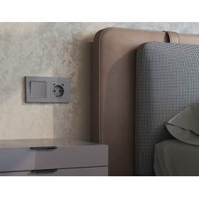 MA510510 Комплект механизма электрической розетки 2USB С+C 20W с/з на винтовых зажимах 16A-250V ALFA Сталь матовый QUANT (AP5105, VM165)