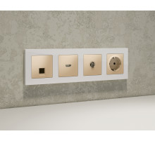 MA612010 Комплект механизма компьютерной розетки ALFA Шампань RJ-45(8P8C) CAT6 с шторкой QUANT (AP6120, VM188)