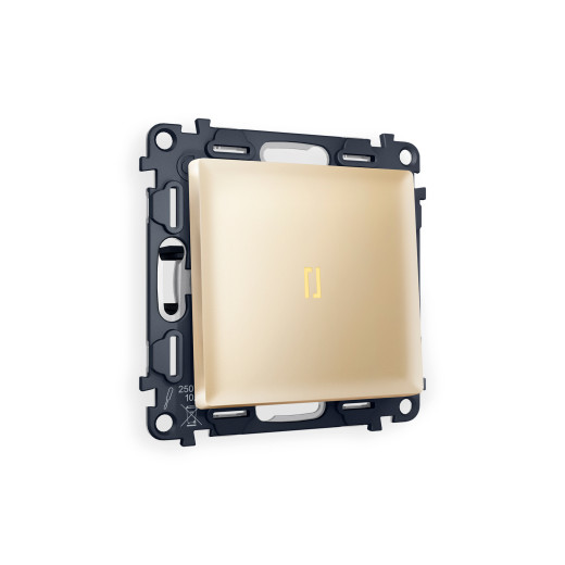 MA602010 Комплект механизма 1-кл выключателя с подсветкой 3200K ALFA Шампань QUANT (AP6020, VM101, G11Y)