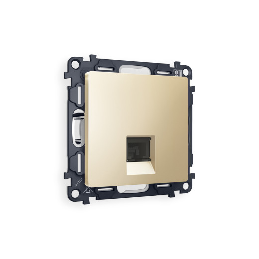 MA612010 Комплект механизма компьютерной розетки ALFA Шампань RJ-45(8P8C) CAT6 с шторкой QUANT (AP6120, VM188)