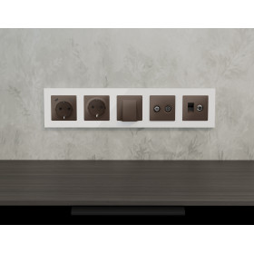 MA642510 Комплект мех-ма розетки компьютерной + TV оконечной RJ-45 с автоматической защитной шторкой ALFA Темная бронза матовый (AP6425, VM195)