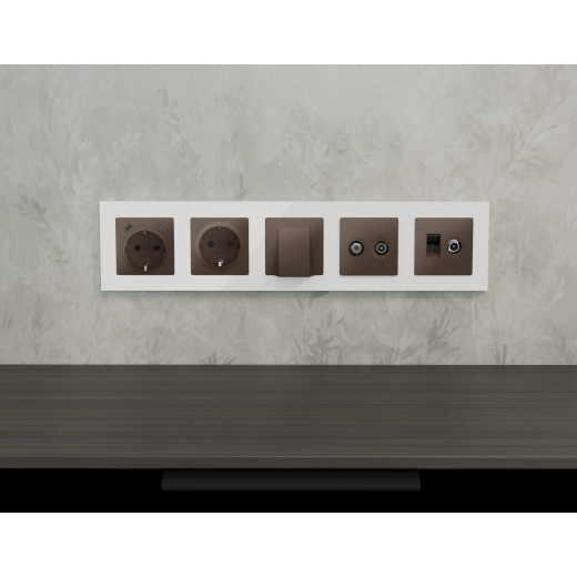 MA642510 Комплект мех-ма розетки компьютерной + TV оконечной RJ-45 с автоматической защитной шторкой ALFA Темная бронза матовый (AP6425, VM195)