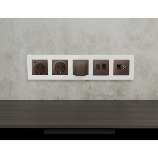 MA640510 Комплект механизма электрической розетки 2USB С+C 20W с/з на винтовых зажимах 16A-250V ALFA Темная бронза матовый QUANT (AP6405, VM165)