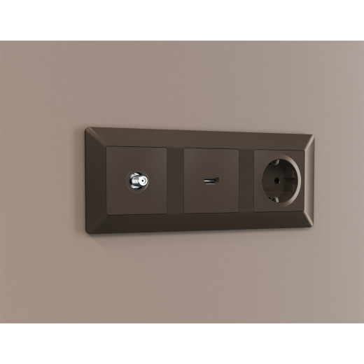 MA643050 Комплект механизма TV розетки SAT 5-2400MHz 3.5dB ALFA Темная бронза матовый QUANT (AP6430, VM215)