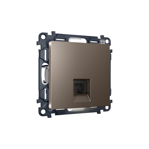 MA642005 Комплект мех-ма компьютерной розетки RJ-45 экранированной с автоматической защитной шторкой ALFA Темная бронза матовый QUANT (AP6420, VM185)