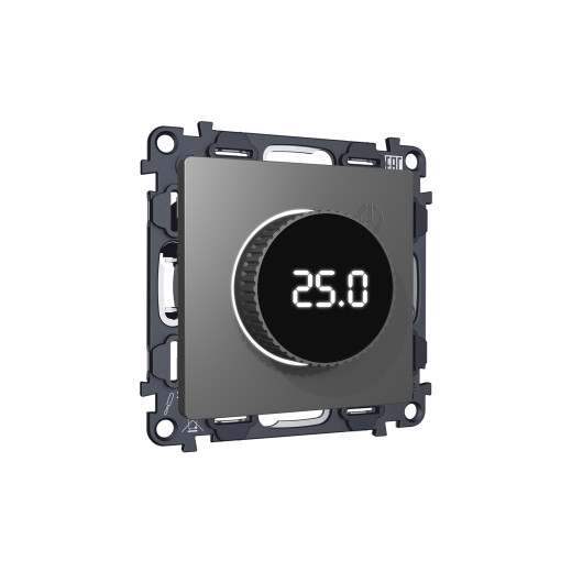 MA655810 Комплект механизма терморегулятора с цифровым дисплеем с подсветкой и датчиком для теплого пола ALFA Антрацит серый QUANT (AP6558, VM1385)