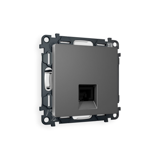 MA662010 Комплект механизма компьютерной розетки ALFA Антрацит серый RJ-45(8P8C) CAT6 с шторкой QUANT (AP6620, VM188)