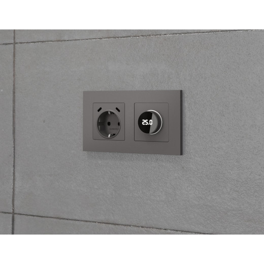 MA660510 Комплект механизма электрической розетки 2USB С+C 20W с/з на винтовых зажимах 16A-250V ALFA Антрацит серый QUANT (AP6605, VM165)