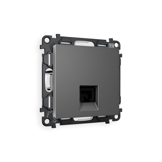 MA662030 Комплект механизма телефонной розетки ALFA Антрацит серый RJ-11(4P4C) с шторкой QUANT (AP6620, VM190)