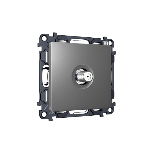 MA663050 Комплект механизма TV розетки SAT 5-2400MHz 3.5dB ALFA Антрацит серый QUANT (AP6630, VM215)