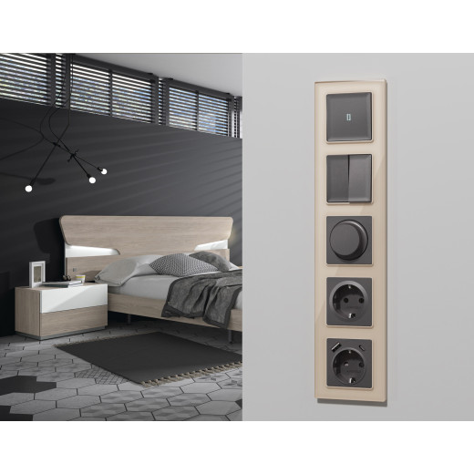 MA653010 Комплект механизма 2-кл выключателя ALFA Антрацит серый QUANT (AP6530, VM115)