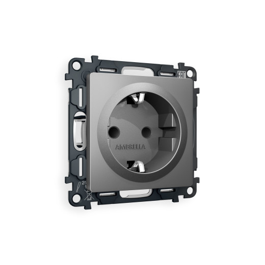 MA657010 Комплект механизма электрической розетки ALFA Антрацит серый с/з с шторками QUANT (AP6570, VM141)