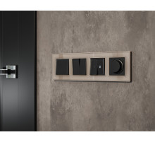 MA803020 Комплект механизма 2-кл проходного выключателя ALFA Черный матовый QUANT (AP8030, VM120)