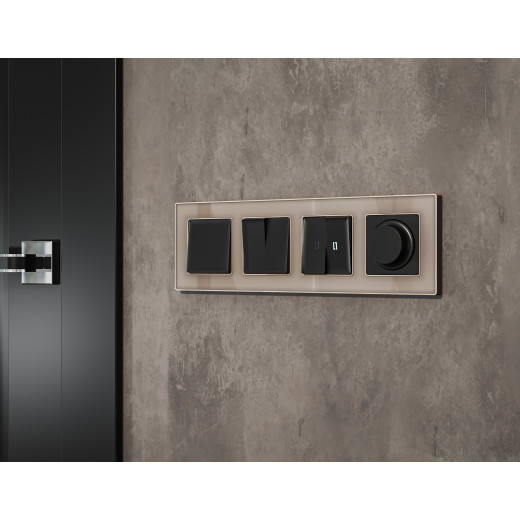 MA803020 Комплект механизма 2-кл проходного выключателя ALFA Черный матовый QUANT (AP8030, VM120)