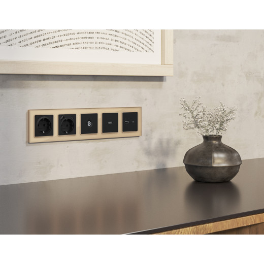 MA813005 Комплект механизма TV розетки оконечной экранированной 5-1000MHz 3dB ALFA Черный матовый QUANT (AP8130, VM199)